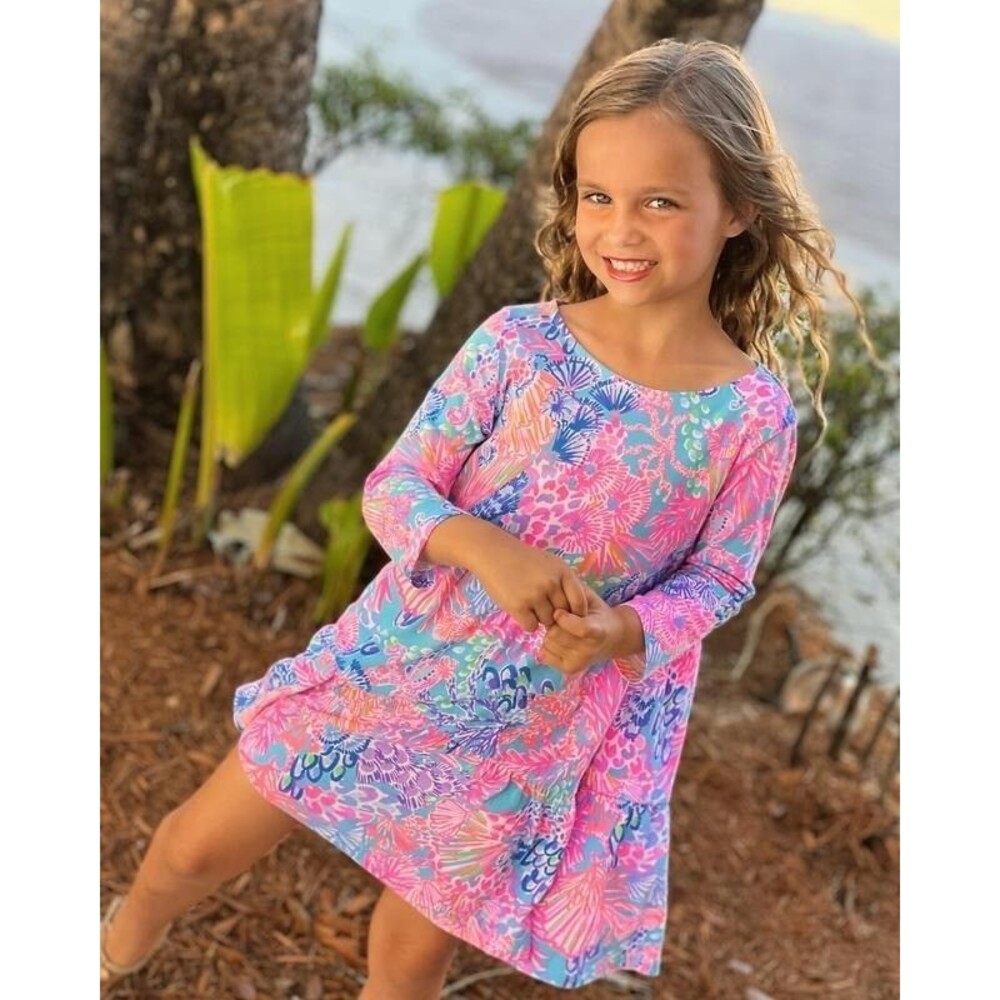 Lilly Pulitzer Girls Geanna Swing Dress Kids Printed Tiered Cotton S 4-5 281101